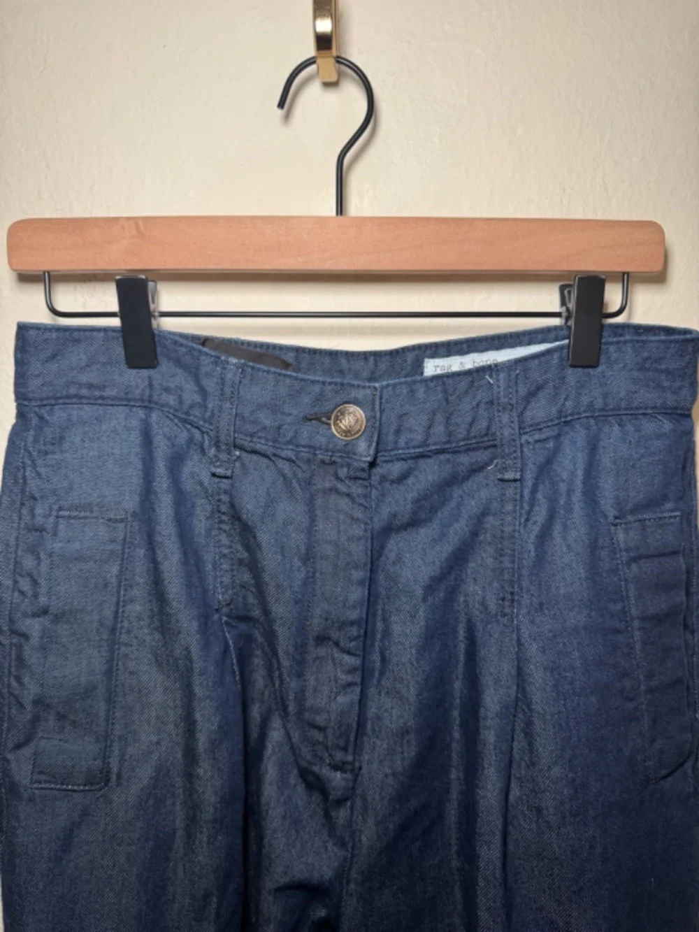 Rag & Bone Featherweight Cassidy Cargo Pants 26 High Rise Wide Leg Utility Denim